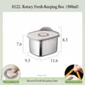 Stainless steel food storage container 500ml with airtight lid, date tracker and air release valve. - 500ml / Knob Lid Style / Small Medium Unit (8122)