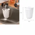 White plastic kitchen sink suction cup hollow drain basket storage rack organizer 11x9cm - Rectangle / 1 Piece/Pack / White