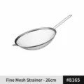 Stainless steel fine mesh kitchen strainer colander with double ears and long handle 26cm - Fine Mesh Strainer (8165) / Diameter 26cm-30 Mesh