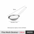 Colador de cocina de malla fina de acero inoxidable de 14cm de diámetro y mango. - Diámetro 14cm-30 Malla