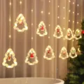 Weihnachts Vorhang LED Lichterkette mit niedlichen Cartoon Anhaenger Dekorationen fuer Raum - Cartoon Puppe Weihnachtsbaum Stil