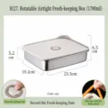 Contenedor de alimentos de acero inoxidable de 1700ml caja de almacenamiento de cocina con tapa. - Grande Corto 1 Unidad (8127)