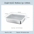 Contenedor de alimentos de acero inoxidable 304 estilo japones tamano medio 1200ml - Poco Profundo Medio 1 Unidad (4812)