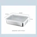 Contenedor de alimentos de acero inoxidable, gran modelo plano 1900ml con tapa transparente. - Poco Profundo Grande 1 Unidad (4813)