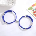Set de pulseras de pareja magnéticas de corazón con cuerda trenzada azul para enamorados. - Azul Real Corazón / Un par