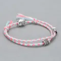 Handmade braided cotton rope bracelet with alloy Buddha head charm for daily wear jewelry - Buddha Head Hand Rope F3 (Pink Blue)