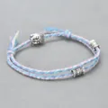Handmade braided cotton rope bracelet featuring alloy buddha head and decorative metal cylinder charms. - Buddha Head Hand Rope F6 (Pink Blue White)