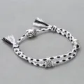 Minimalist black white braided rope bracelet with alloy buddha head and charm for daily wear. - Buddha Head Hand Rope F5 (Black White)