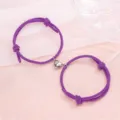 Purple magnetic matching couple braided bracelets set for lovers friendship jewelry gift - Minimalist Purple Pair