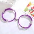 Pulseras de cuerda trenzada magnética a juego para parejas con dije de corazón. - Estilo Corazón Púrpura / Un par