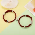 Set van 2 magnetische gevlochten armbanden rood zwart hart hanger sieraden cadeau - Zwart Rood Hart Stijl / Eén paar