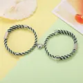 Set van magnetische gevlochten armbanden voor koppel, groen en wit geweven ontwerp. - Groen-Wit Hart Stijl / Eén paar