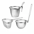 Stainless steel hot pot mesh strainer spoon variant with short handle and crescent design. - Short + Long + Crescent (3 Pieces/Pack) / Set of 3