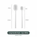 White kitchen measuring spoon set, long handle coffee and seasoning spoon for baking. - Long (Pack of 2) / White