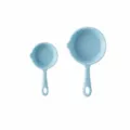Ceramic measuring spoon set, blue mini pot shaped spoons for kitchen baking and coffee. - Flat Mini (Pack of 2) / Blue