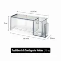 Portaspazzolino da parete grigio trasparente organizzatore bagno per spazzolini. - Gancio Singolo Tazza / Grigio trasparente