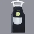 Tablier de cuisine imperméable avec motif citron, vêtement de cuisine résistant à l'huile et poches. - Coupe régulière / Noir Citron