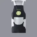 Tablier de cuisine imperméable avec poches essuie-mains et imprimé citron noir élégant - Style Essuie-Mains / Noir Citron