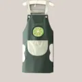 Tablier de cuisine imperméable avec motif citron, essuie-mains et poche avant pour cuisiner. - Style Essuie-Mains / Vert Foncé Citron