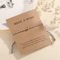Minimalist braided wish bracelet with gold bead on kraft paper card for women daily wear. - Blue (F11)