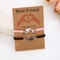 Handcrafted braided yin yang fish matching friendship bracelets for couples and best friends. - Tai Chi Fish Black And Pink Flat Knot Card Pack