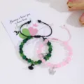 Wicked magnetische Perlen Armband Set grün rosa Hexenhut Krone Anhänger Freundschaftsschmuck - Knoten Perlenarmband Paar