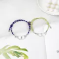 Bracelets tressés magnétiques pour couple avec pendentif menottes en métal, style minimaliste. - Menottes Mixte Bleu et Rose Paire