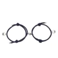 Coppia di bracciali intrecciati magnetici da uomo e donna con corda blu e ciondoli. - Un paio / Blu scuro