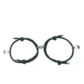 Bracciali di coppia intrecciati verde scuro con chiusura magnetica e ciondoli montagna onda - Un paio / Verde Scuro