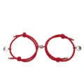 Couple magnetic matching red rope bracelets with alloy metal charms for lovers and best friends. - One Pair / Red