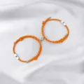 Stainless steel sun moon magnetic couple braided bracelets set, red yellow rope jewelry. - Sun & Moon / 2-Piece Set / Red and Yellow