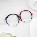 Ensemble de bracelets menottes magnétiques de couple, bijoux en corde tressée pour amoureux. - Menottes Bleu Foncé et Rouge Vin Paire
