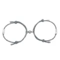 Set di bracciali in corda intrecciata magnetica di coppia con etichette metalliche blu. - Resto Della Mia Vita Con Te / Un paio / Blu