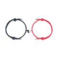 Cute couple magnetic matching heart bracelets black and red braided rope lovers jewelry - Black And Red Pair