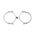 Grey braided rope couple bracelets with magnetic split heart charm, perfect for lovers. - Light Gray Pair