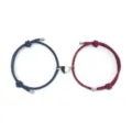 Couple magnetic heart braided bracelets set, matching rope jewelry gift for lovers. - Dark Blue And Wine Red Pair