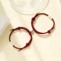 Magnetic Sun Moon Couple Bracelets Alloy Red Rope Bestie Jewelry Gift for Valentine Day - Milan Cord Sun Moon Wine Red Pair