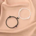 Couple magnetic heart braided bracelets set black and white friendship matching jewelry - Black and White (Pair) / Black and White