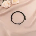 Black rope bracelet with tungsten carbide bead, minimalist survival wristband for daily wear. - Tungsten Carbide Bracelet / Black