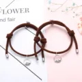 Bracciali di coppia intrecciati magnetici abbinati con ciondolo onda montagna regalo - Un paio / Marrone