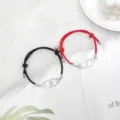 Bracelet de couple magnétique en alliage menottes, corde tressée noire et rouge. - Menottes Noir et Rouge Paire