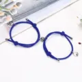 Coppia di bracciali intrecciati magnetici con ciondoli di montagna per coppie in lega blu. - Un paio / Blu zaffiro