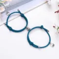Affascinanti bracciali magnetici di coppia con corda blu intrecciata e ciondoli carini. - Un paio / Blu navy