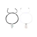 Adjustable braided couple bracelets featuring cute mummy charms, matching black and white set. - Flat Knot Black and White Style C