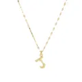 Gouden roestvrijstalen letter hanger halsketting met unieke lipketting voor dames. - Letter J