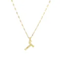 Gouden Letter T Hanger Halsketting Roestvrij Staal 18K Vergulde Lip Ketting Sieraden - Letter T