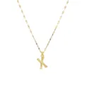 Gouden roestvrij staal letter X bamboe hanger halsketting voor vrouwen, modieuze sieraden. - Letter X