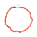 Collana da donna con pietre irregolari naturali stile spiaggia estiva moda gioielli accessorio - Stile Pietra Rosso Arancio Irregolare / arancio-rosso