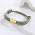 Handmade green paracord stainless steel bracelet with gold metal tube detail for daily wear. - Light Green Paracord
