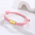 Handmade pink paracord braided bracelet with gold metal tube for men and women daily wear - Pink Paracord